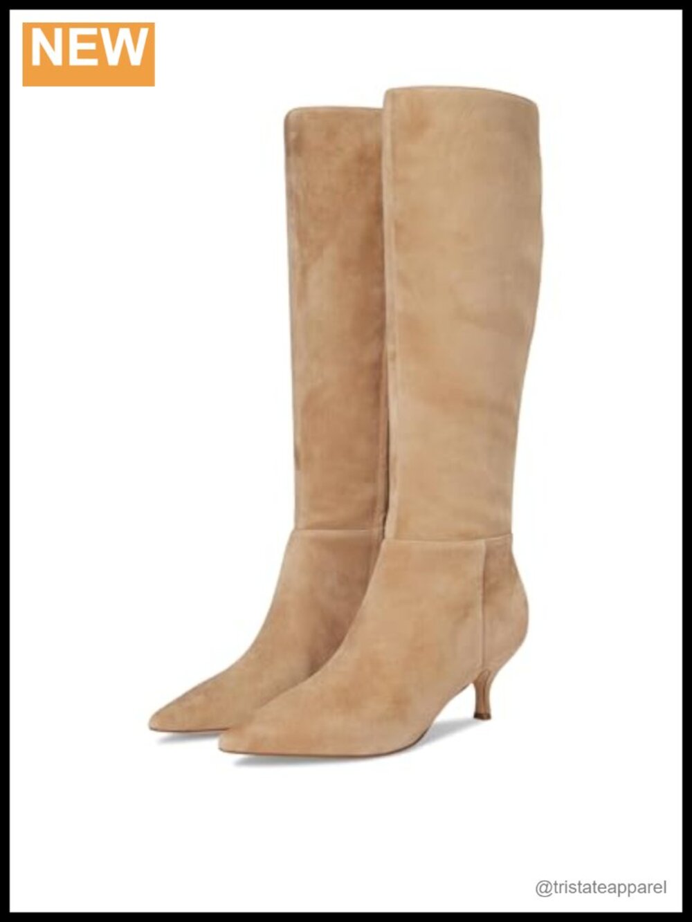 Nine West Suede Knee High Boots, Kitten Heel, Pointed Toe, Zipper